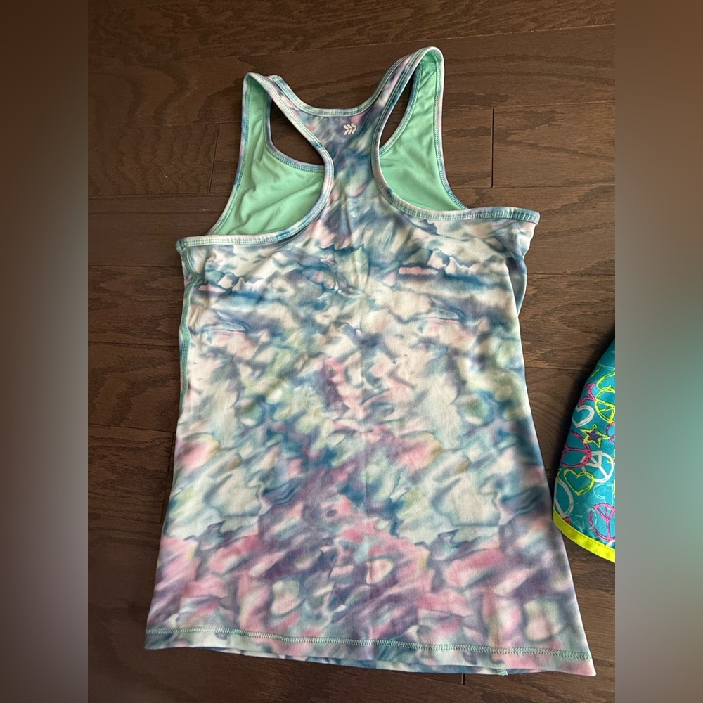 Girls athletic lot Sz Large 10/12 tank top w/bra shorts colorful summer sports - Picture 15 of 16